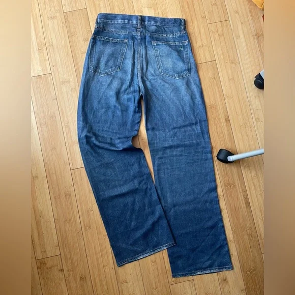 rag & bone Liquid Miramar Printed Faux Jeans Tencel Wide Leg Pants Relaxed - Picture 2 of 9